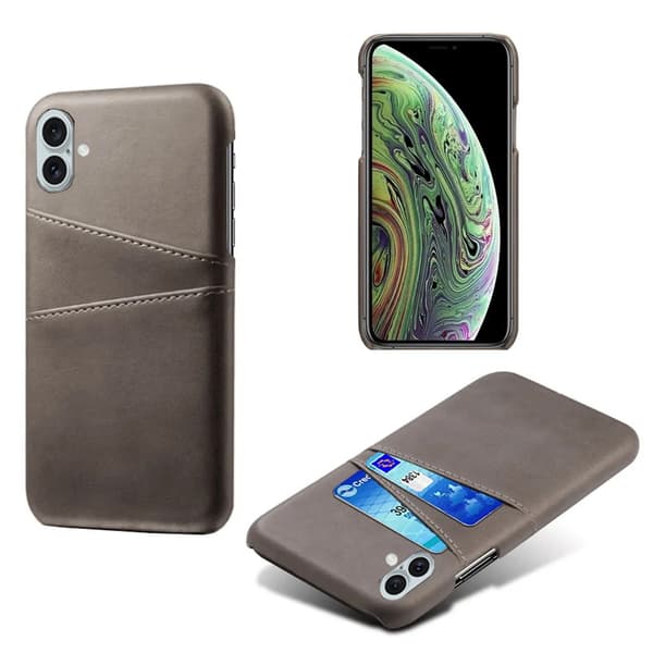 iPhone 16 - LEMANS Vintage-Shell Skal med Kortfack Blå