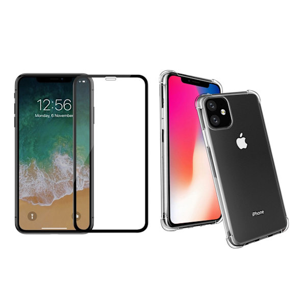 iPhone 11 - Iskunkestävä silikonikotelo näytönsuojalla Transparent