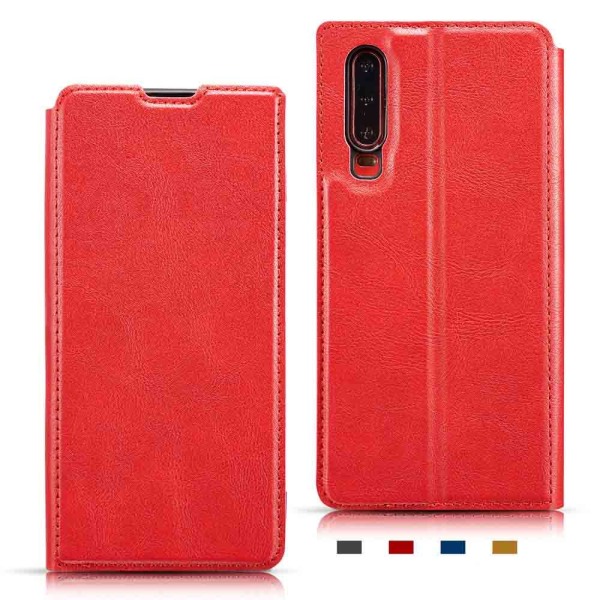 Huawei P30 - Praktisk Smart Wallet Case VINTAGE Röd Röd