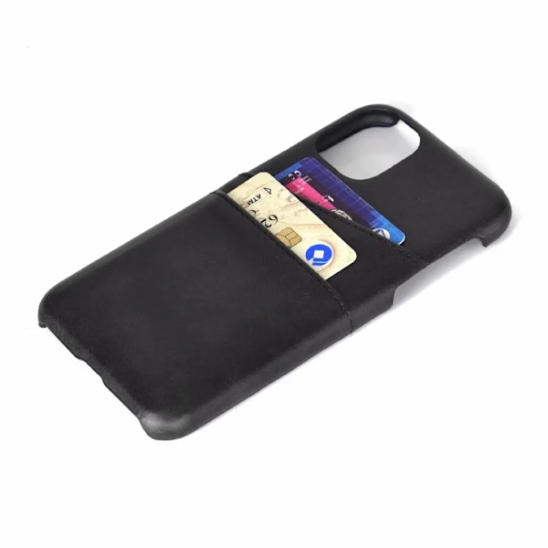 iPhone 15 Pro - Slimmat PU-läderfodral med 2-kortfack Röd