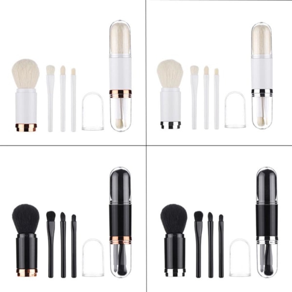 4in1 Makeup Brush Set Lip Blend / Eye Shadows Svart/Silver