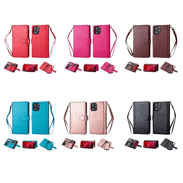 iPhone 13 Pro Max - 9-Card Wallet Case Rosaröd