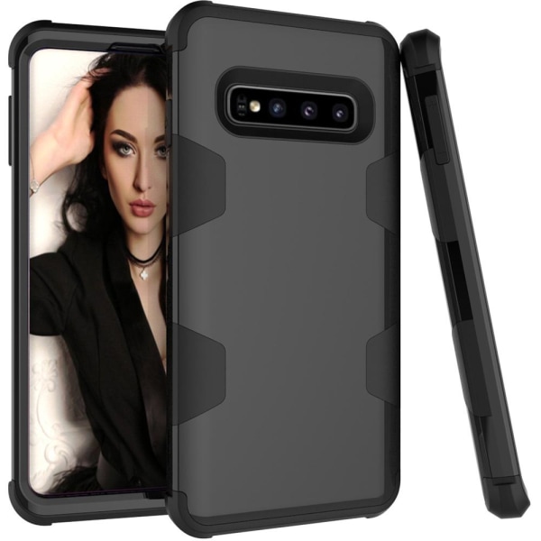 Samsung Galaxy S10 - Praktiskt Skyddande Skal RUGGED ROBOT Svart/Guld
