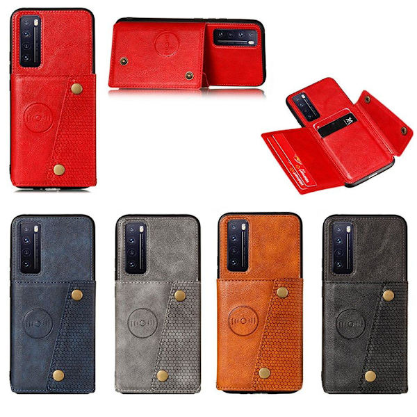 Huawei P Smart 2021 - Skal med Korthållare RETRO Ljusbrun