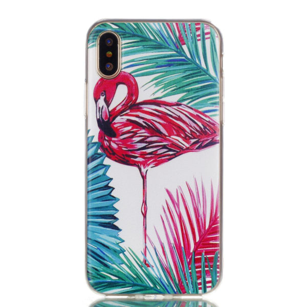 Palm Flamingo - Retroskal av silikon för iPhone X/XS Flamingo