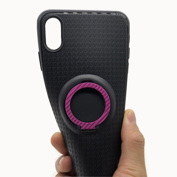 Smart Silikonskal med Ringhållare till iPhone XR Rosaröd Rosaröd