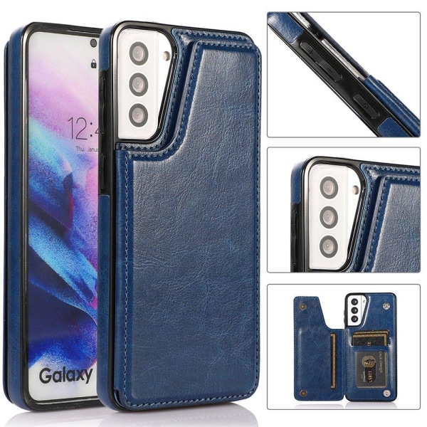 Samsung Galaxy S21 Plus - Skal med Korthållare Marinblå