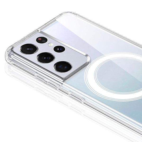 Magnetiskt trådlöst laddningsskal i PC-material för Galaxy S21 ultra Transparent
