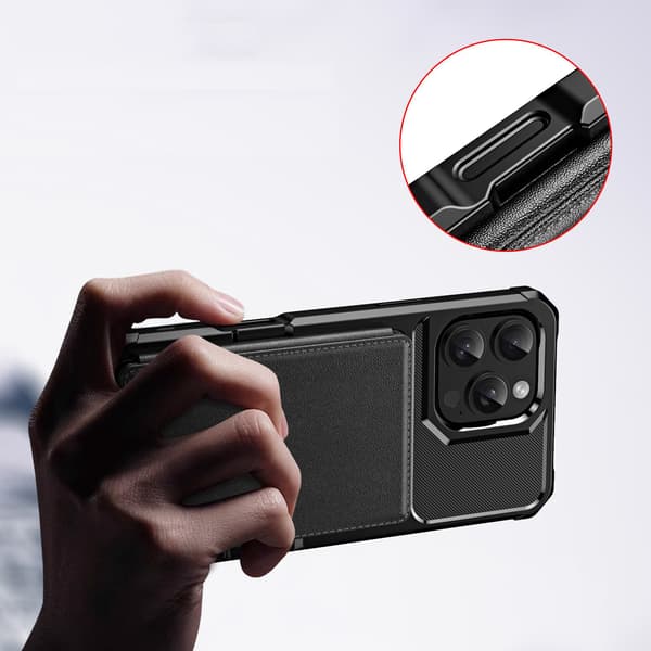iPhone 16 Pro  Slimmat plånboksfodral med stil och funktion Svart