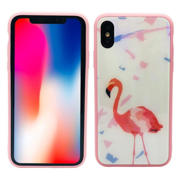 Elegant Skyddskal för iPhone X/XS (Härdat glas) Flamingo Flamingo