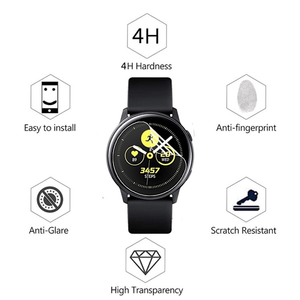 Mjukt Skärmskydd PET 40/44mm R820/R830 Galaxy Watch Active2 Svart