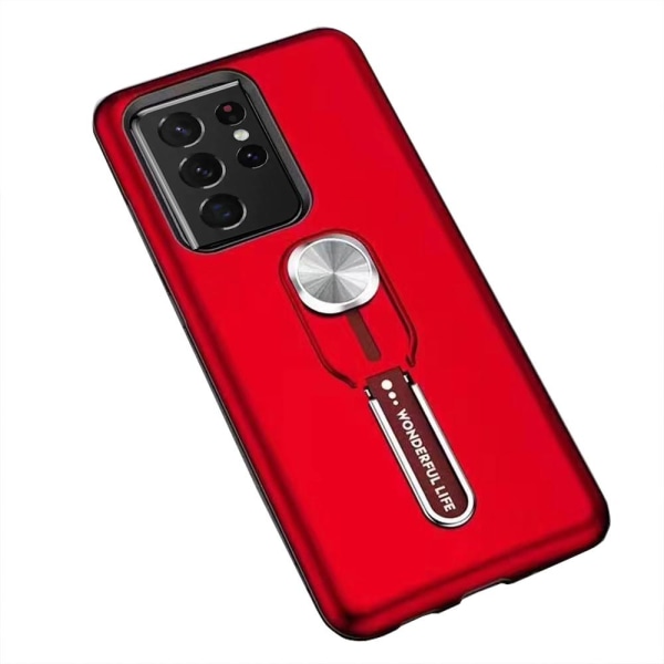 Samsung Galaxy S21 Ultra - Skyddsskal med Hållare Röd