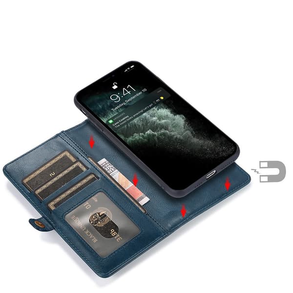 iPhone 12 Mini - Praktiskt Robust 2-1 Plånboksfodral Mörkblå