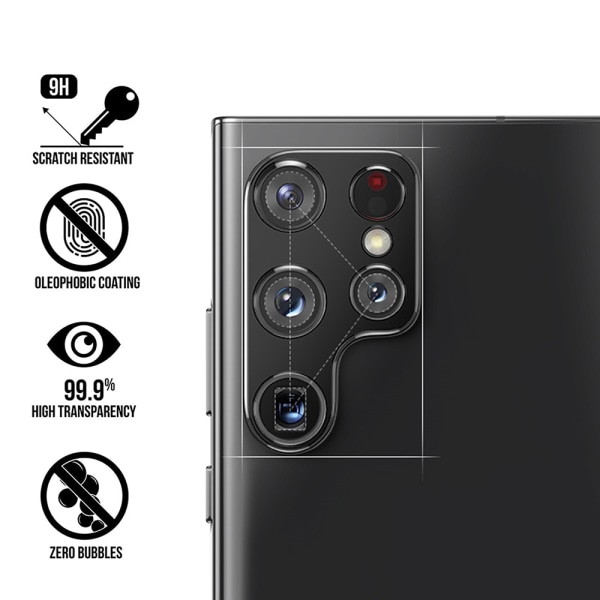 Samsung Galaxy S22 Ultra 2.5D HD -kameran linssin suojus Transparent