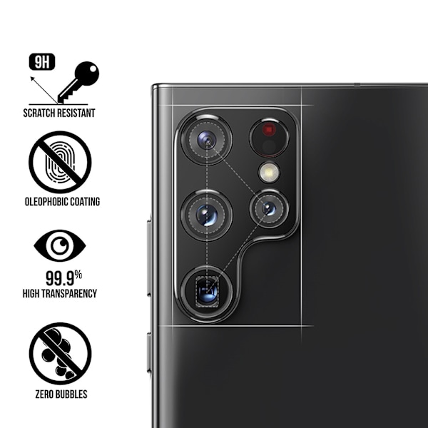 Samsung Galaxy S22 Ultra 2.5D HD -kameran linssuojus Transparent