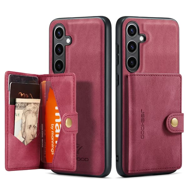 Samsung Galaxy S25 Jeehood Wallet Case Magnetisk Kortficka Röd