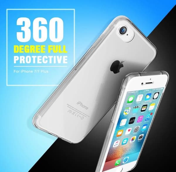Dubbelsidigt Silikonfodral med TOUCHFUNKTION till iPhone 7 Blå