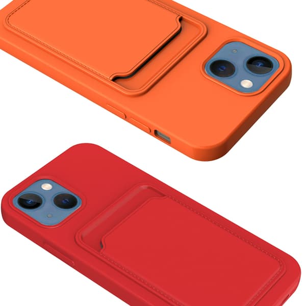 iPhone 14 Plus - Skal med Korthållare Orange