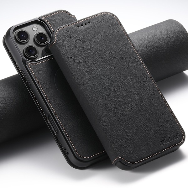 iPhone 16 Pro Plånboksfodral - Lyx, Skydd & MagSafe-stöd! Svart