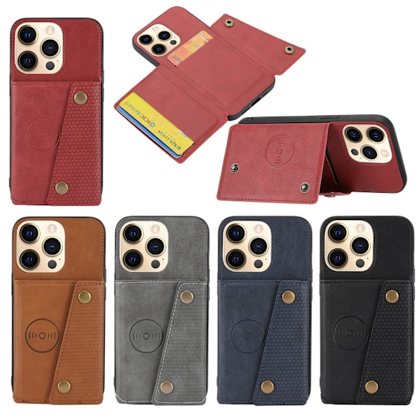 iPhone 16 Pro Max - Retro Skal med Korthållare Blå