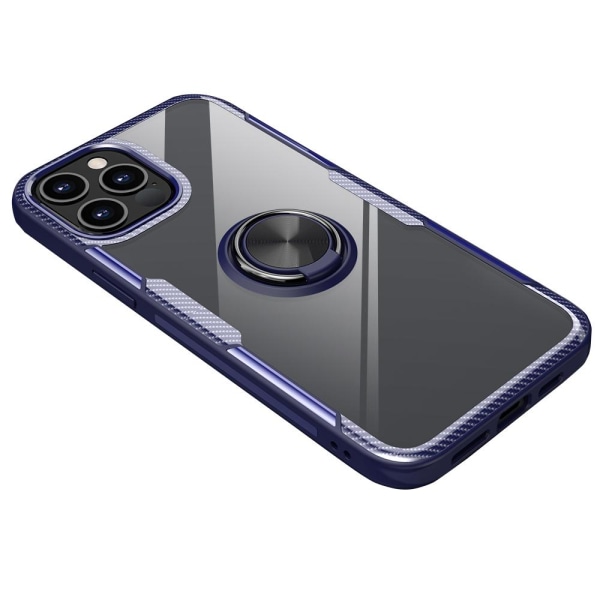 iPhone 12 Pro Max - Kansi sormustelineellä (LEMAN) Marinblå/Silver