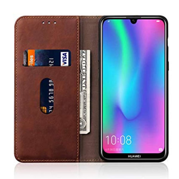 Huawei Y6 2019 - Exklusivt Slittåligt Plånboksfodral LEMAN Svart