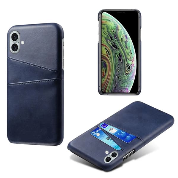 iPhone 16 - LEMANS Vintage-Shell Skal med Kortfack Grå