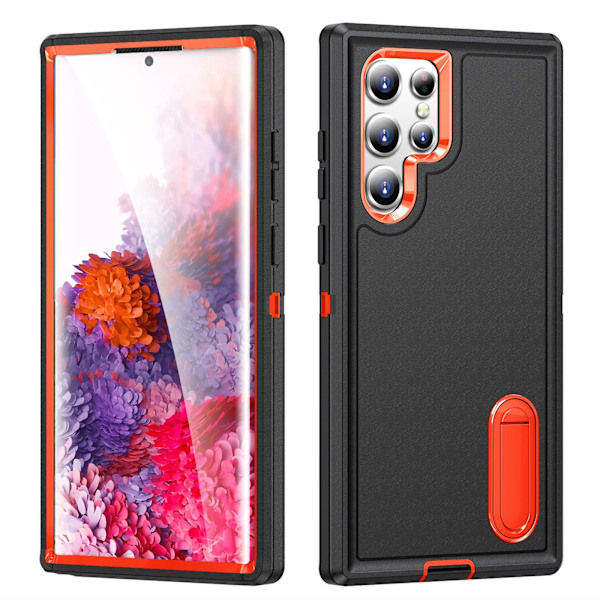 Galaxy S24 Ultra Armor Duty Kickstand Skal  Maximal Funktion och Skydd Orange
