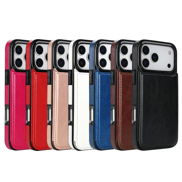 iPhone 17 Pro Max Fodral med Läderdesign med Magnetlås Rose Röd