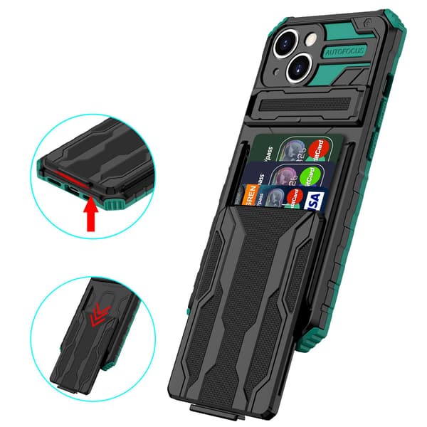 iPhone 13 - Plånboksfodral med Kortplatser och Kickstand Blå