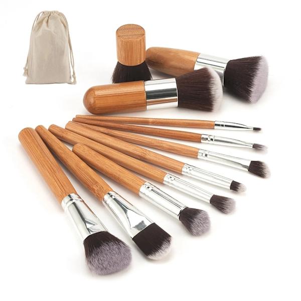 Mjuka 11-Set Sminkborstar Silver