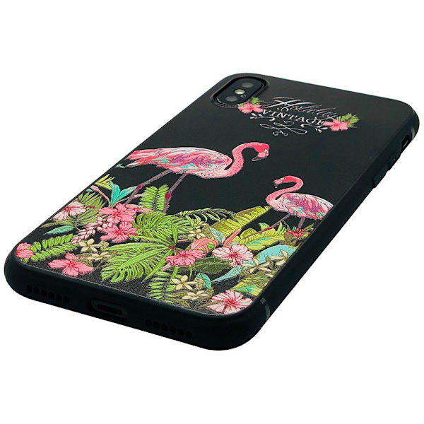 Black Flamingo - Retroskal av silikon för iPhone X/XS Flamingo