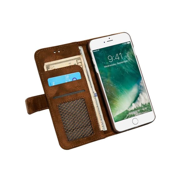 Plånboksfodral i Retrodesign från LEMAN till iPhone 6/6S Plus Brun
