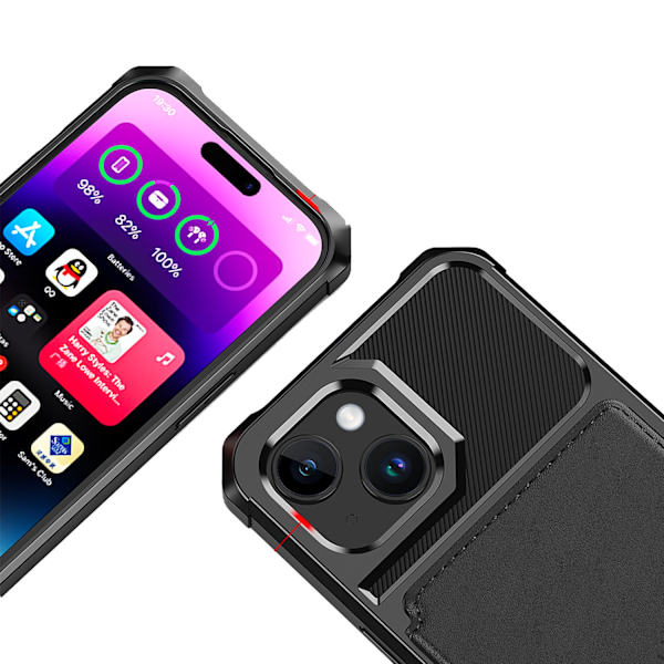 Elegant plånboksfodral i lyxigt PU-läder för iPhone 15 Svart