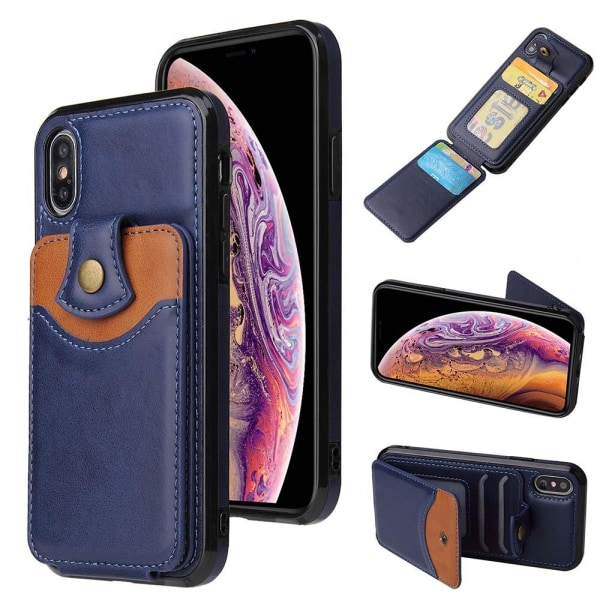 iPhone XR - Professionellt Skyddsskal med Kortfack Mörkblå Mörkblå