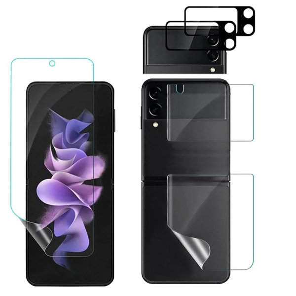 Z Flip 4 4in1 Hydrogel Skärmskydd & 2.5D Kameralinsskydd Transparent