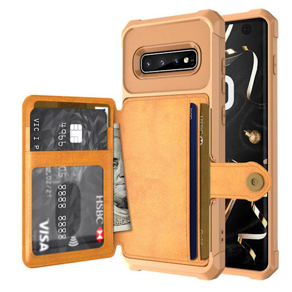 Samsung Galaxy S10 - Praktisk Smart Cover med kortrum Grön