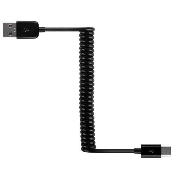 USB till Type-C Fjäder Laddningskabel Svart