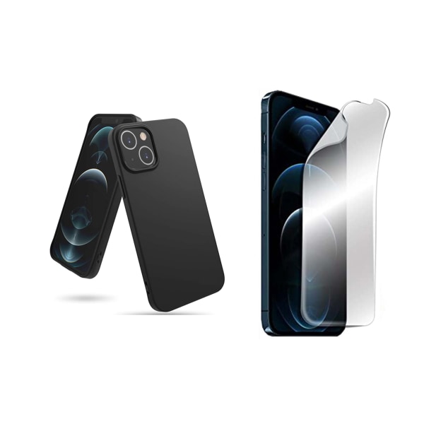 iPhone 13 - Tunt Skyddsskal & Mjukt Skärmskydd Svart