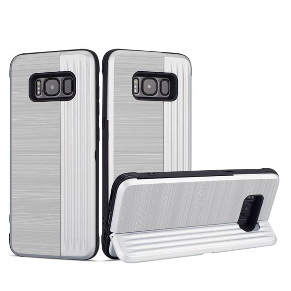 Klassiskt Skal med korthållare från LEMAN - Samsung Galaxy S8+ Silver