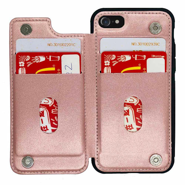 iPhone 7 - Stilrent Stötdämpande Skal med Kortfack (HANMAN) Roséguld Roséguld