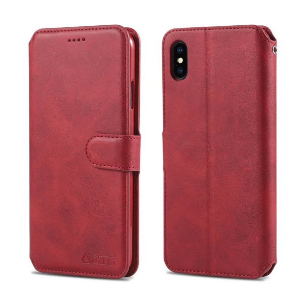 iPhone X/XS - Praktiskt Stilrent Plånboksfodral Röd
