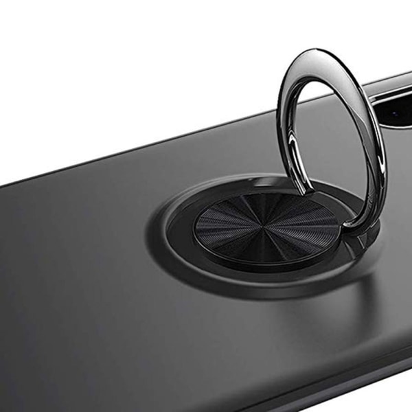 Samsung Galaxy A10 - Praktiskt Skyddande Skal med Ringhållare Black Svart/Svart