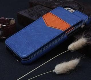 iPhone 6/6S Elegant Läderskal med plånbok/Kortfack Blå Blå