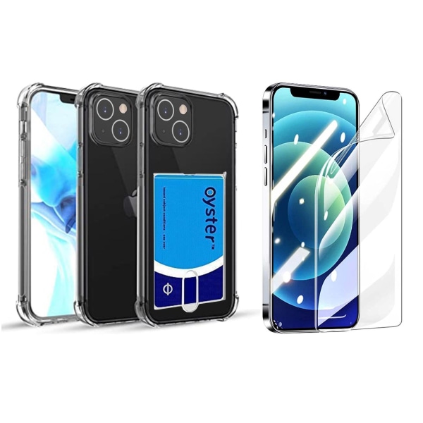 iPhone 13 - Skal med Kortfack & Hydrogel Sk�rmskydd Genomskinlig