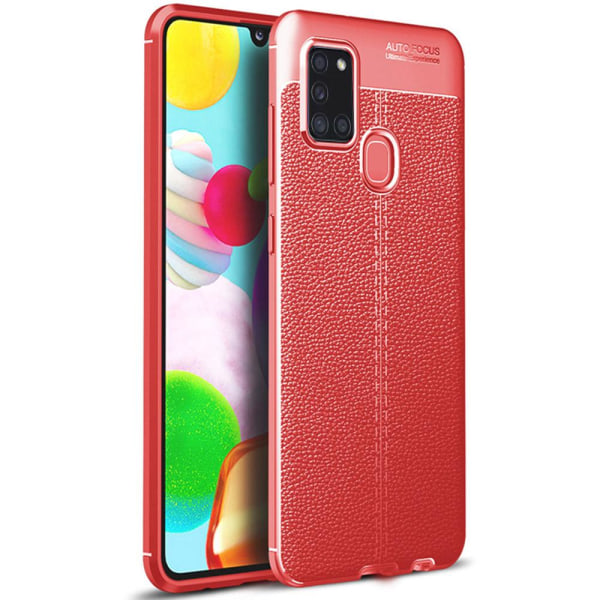 Samsung Galaxy A21S - Litchi-Design Skal Mörkblå