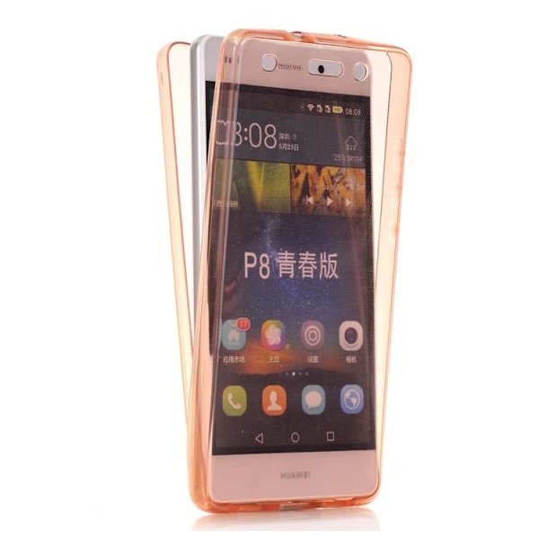 Huawei P10 Lite - Dubbelsidigt Silikonfodral med TOUCHFUNKTION Rosa