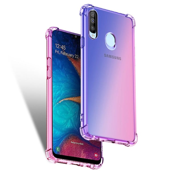 Samsung Galaxy A20S - Floveme Silikonskal Blå/Rosa