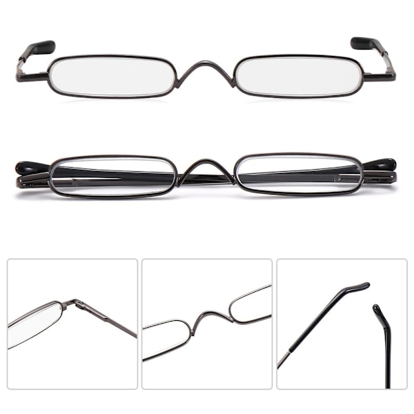 Läsglasögon med Styrka +1.0 - +4.0 Bärbar metalllåda UNISEX Grå +3