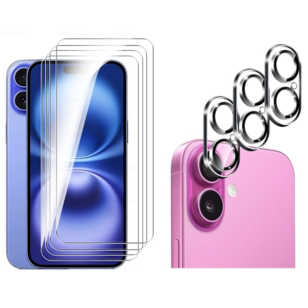 Skärmskydd + Kameralinsskydd i HD för iPhone 16 Plus